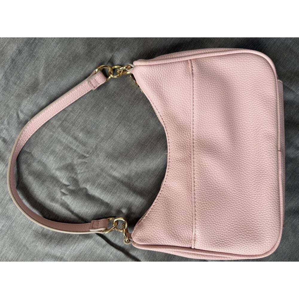 Nanette Lepore Pink & Gold Faux Zip Close Leather Compact Shoulder Bag - Picture 2 of 8